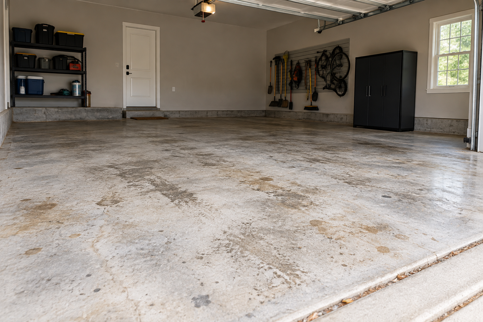 Unfinished concrete garage floor in Marshall, MO